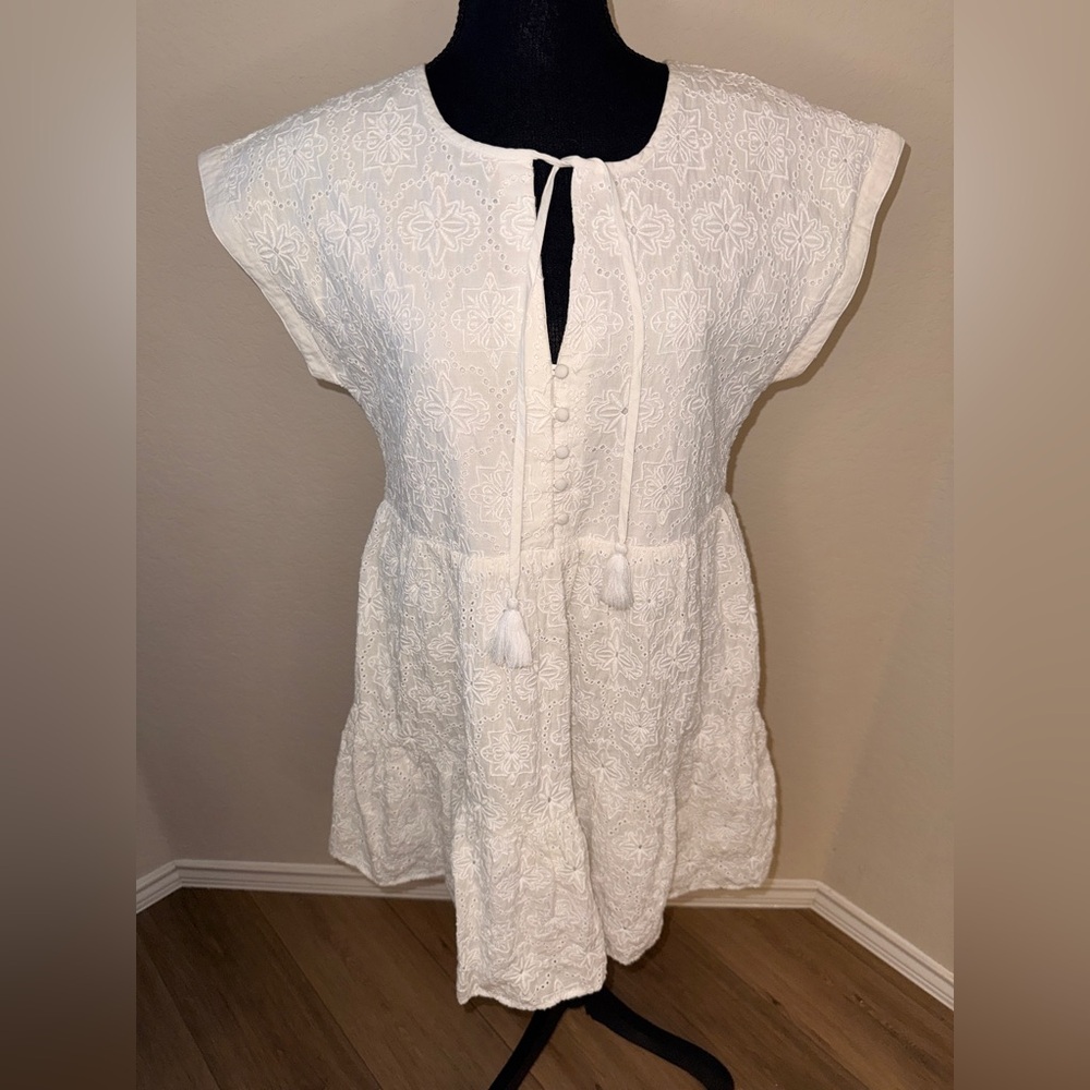 Vineyard Vines Island Eyelet Swing Dress White Cap NWT Size S